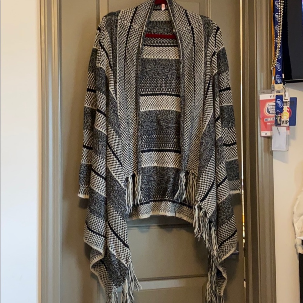 black and white cardigan